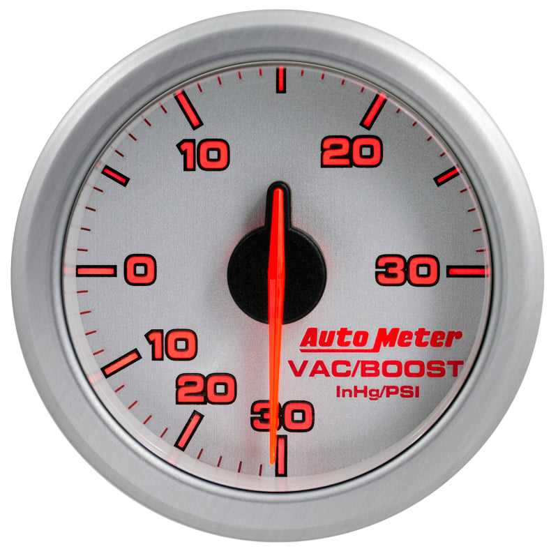 Autometer Airdrive 2-1/6in Boost/Vac Gauge 30in Hg/30 PSI - Silver - My Store