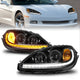 ANZO 05-13 Chevrolet Corvette Projector Headlights w/switchback & Sequential LED - Black Amber - Mammoth Racing -