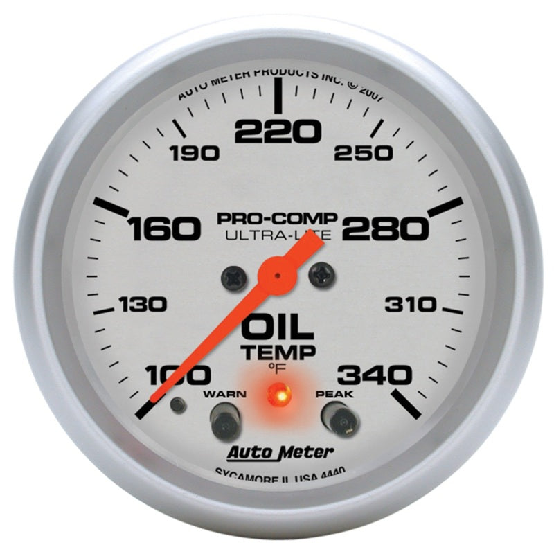 Autometer Ultra-Lite 2-5/8in. / 100-340 Degree F (Stepper Motor) Oil Temperature Gauge - My Store