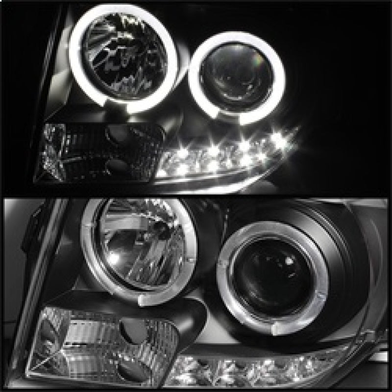 Spyder Ford Escape 08-12 Projector Headlights Halogen Model Only - DRL Black PRO-YD-FES08-DRL-BK - Mammoth Racing -