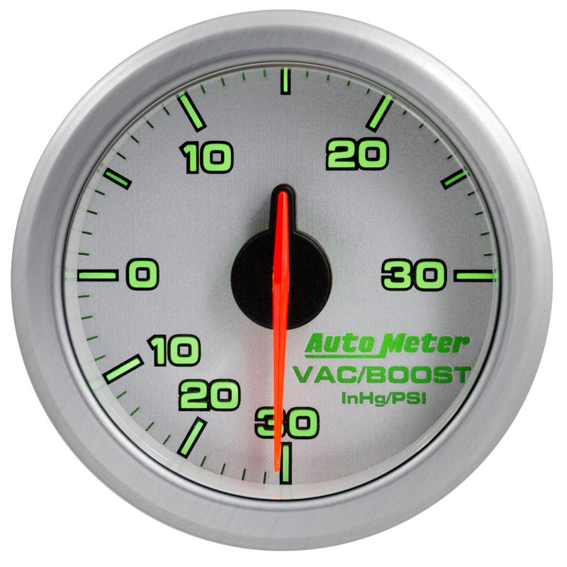 Autometer Airdrive 2-1/6in Boost/Vac Gauge 30in Hg/30 PSI - Silver - My Store
