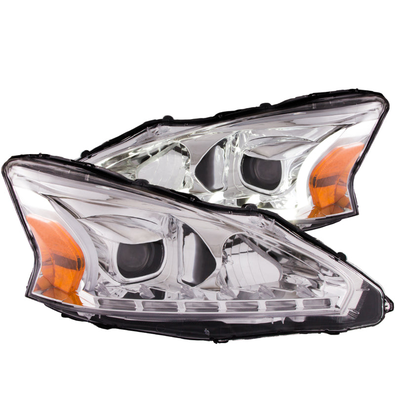 ANZO 2013-2014 Nissan Altima Projector Headlights w/ Plank Style Design Chrome - Mammoth Racing -