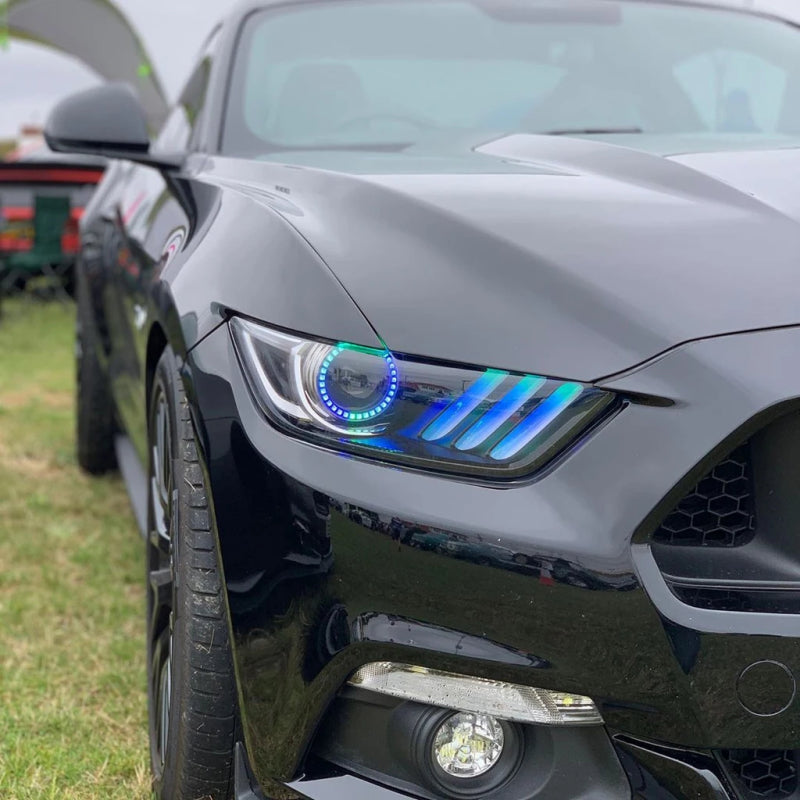 Oracle 15-17 Ford Mustang V6/GT/Shelby Dynamic DRL Upgrade w/ Halo Kit - ColorSHIFT - Dynamic - Mammoth Racing -