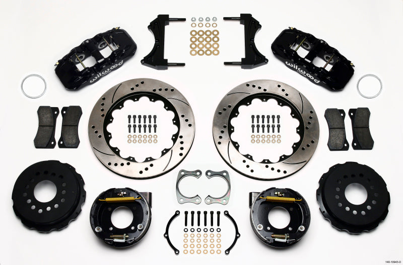 Wilwood Aero4 Rear P-Brake Kit 14.00in Drilled Chevy 12 Bolt w/ C-Clips - Mammoth Racing -