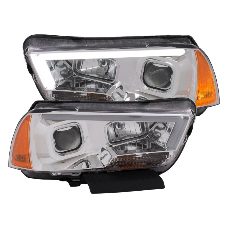 ANZO 11-14 Dodge Charger Projector Headlights w/ Plank Style Design Chrome w/ Amber - Mammoth Racing -