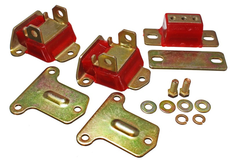Energy Suspension 69-72 Camaro/70-73 Monte Carlo Red Complete Motor&Trans Mount Set Zinc Finish - Mammoth Racing -