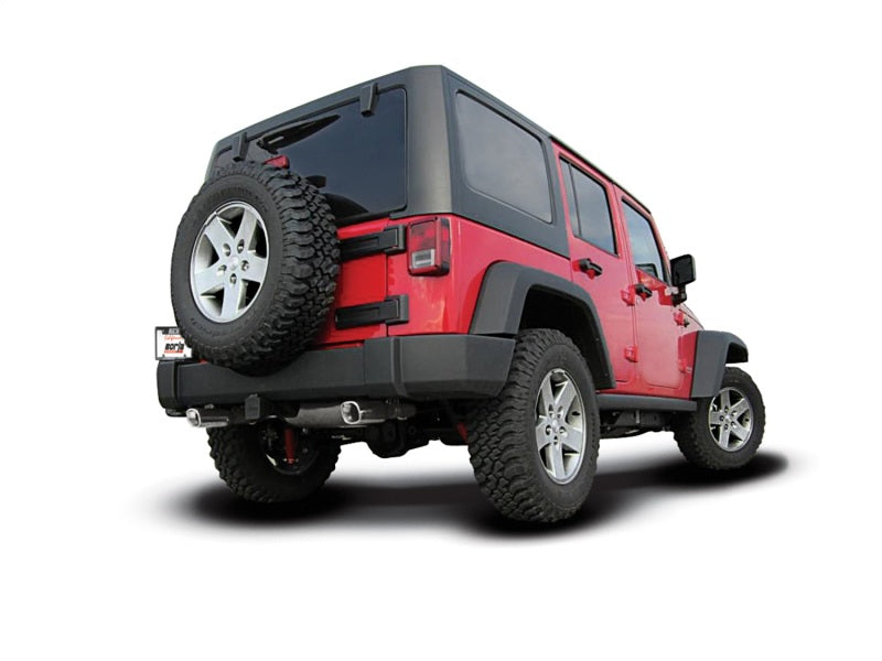 Borla 12-14 Jeep Wrangler JK 2Dr & 4Dr Rear Section ATAK Single Sqaure Rolled Angle-Cut Exit Exhaust - My Store