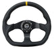 NRG Reinforced Steering Wheel (320mm) Sport Leather Flat Bottom w/ Yellow Center Mark - My Store