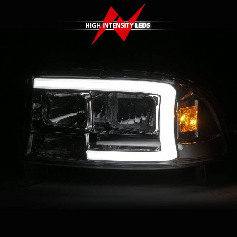 ANZO 97-04 Dodge Dakota/Durango Crystal headlight Set w/ Light Bar Chrome Housing - Mammoth Racing -