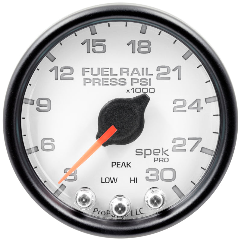 Autometer Spek-Pro Gauge Rail Press 2 1/16in 30Kpsi Stepper Motor W/Peak & Warn Wht/Blk - My Store