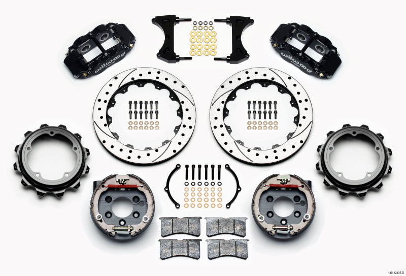 Wilwood Narrow Superlite 4R Rear P-Brk Kit 12.88in Drilled Strange Eng Floater 3.49in Offset - Mammoth Racing -
