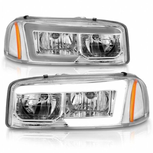 Anzo 99-17 GMC Sierra/Denali Headlights Chrome Amber (w/C Light Bars) - Mammoth Racing -