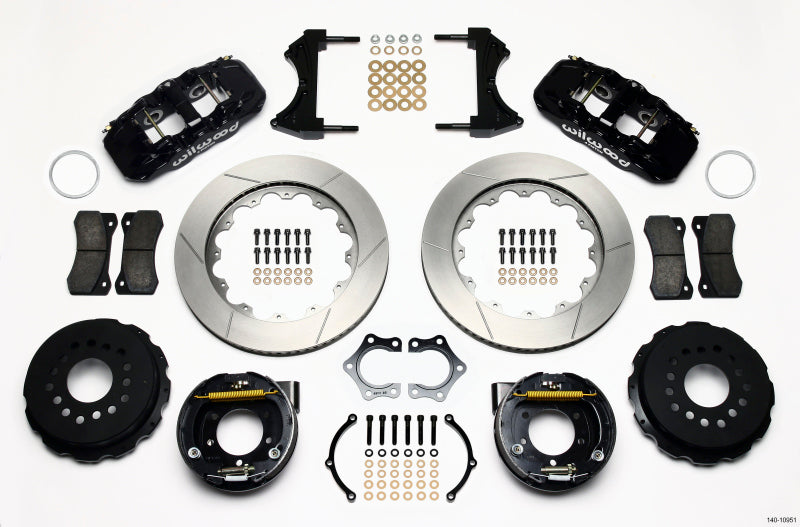 Wilwood Aero4 Rear P-Brake Kit 14.00in Mopar/Dana 2.36in Off w/Snap Ring Brng - Mammoth Racing -