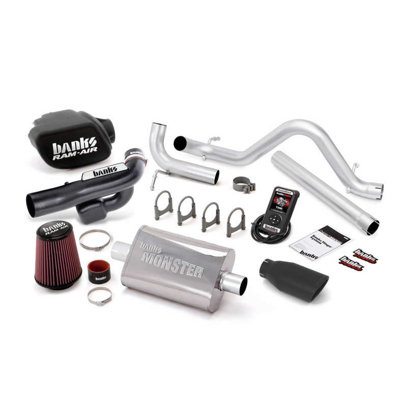 Banks Power 12-14 Jeep 3.6L Wrangler - 4dr Stinger Sys w/ AutoMind - SS Single Exhaust w/ Black Tip - Mammoth Racing -