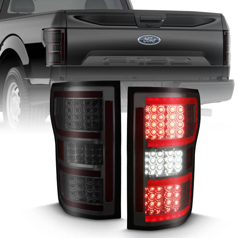 ANZO 2018-2019 Ford F-150 LED Taillight Smoke (Red Light Bar) (w/ Sequential) - My Store