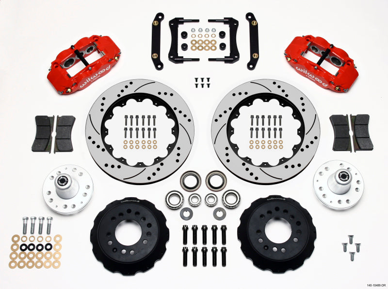 Wilwood Narrow Superlite 6R Front Hub Kit 14.00in Drill Red 70-78 Camaro - Mammoth Racing -