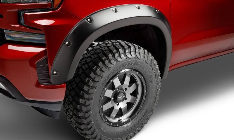 Bushwacker 19-21 Chevrolet Silverado 1500 Pocket Style Flares Font 2pc - Black - Mammoth Racing -