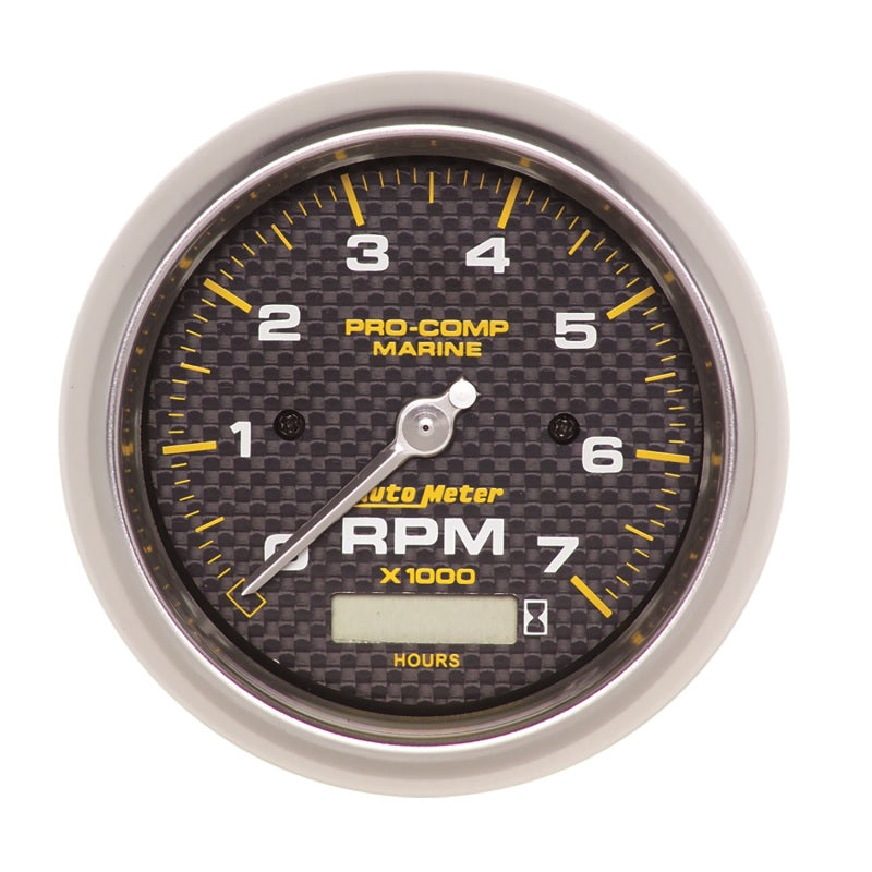 Autometer Marine Carbon Fiber Ultra-Lite 3-3/8in 7K RPM w/Hourmeter Tachometer Gauge - My Store