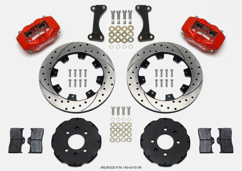 Wilwood Forged Dynalite Front Hat Kit 12.19in Drilled Red 90-99 Civic w/240 mm Disc - My Store