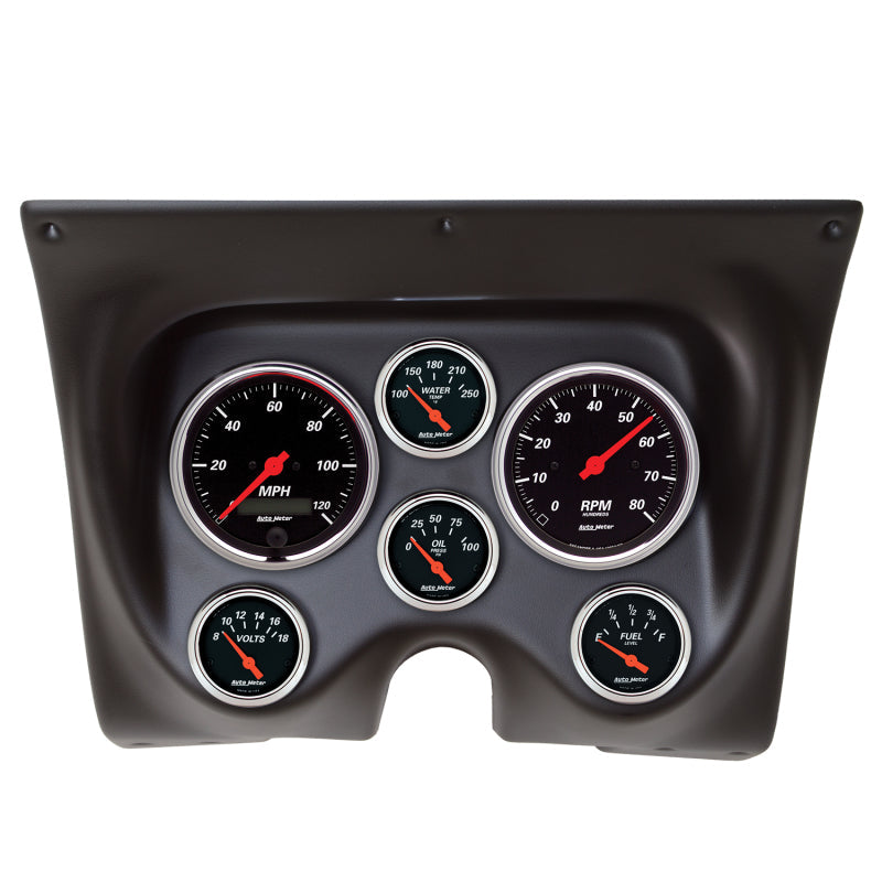 Autometer Designer Black 67-68 Camaro/Firebird Dash Kit 6pc Tach / MPH / Fuel / Oil / Wtmp / Volt - My Store