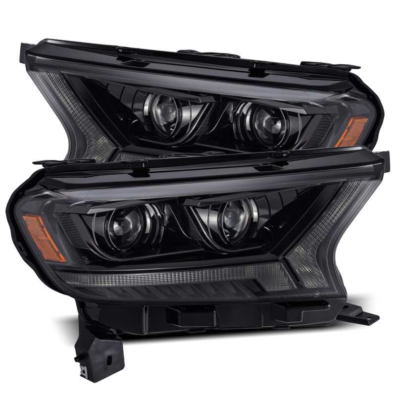 AlphaRex 19-21 Ford Ranger LUXX LED Proj Headlights Plank Style Alpha Black w/Seq Signal/DRL - Mammoth Racing -