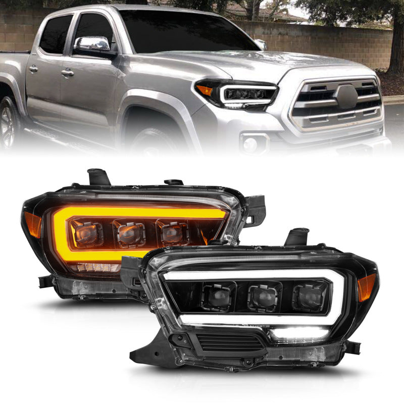 ANZO 16-22 Toyota Tacoma SR/SR5 ONLY Full LED Proj Headlights w/Light Bar Seq. Blk w/Initiation Lgt - Mammoth Racing -