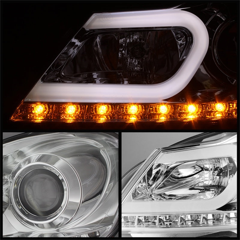 Spyder Mercedes Benz W204 C-Class 12-13 Projector Halogen Model- DRL Chrm PRO-YD-MBW20412-DRL-C - Mammoth Racing -