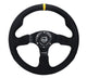NRG Reinforced Steering Wheel (350mm/ 3in. Deep) Alcantara w/ Yellow Center w/ Black Stitch - My Store