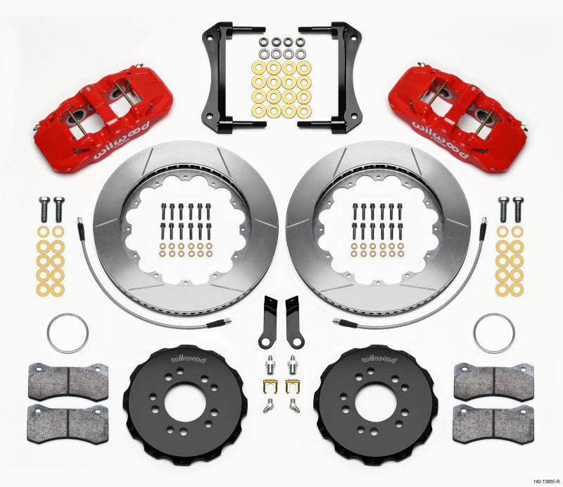 Wilwood Aero6 Front Hat Kit 14.00 Red 2005-2014 Mustang w/ BMR Suspn. w/Lines - My Store