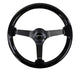 NRG Reinforced Steering Wheel Classic Wood Grain (350mm / 3in. Deep) Matte Black Solid 3-Spoke - My Store