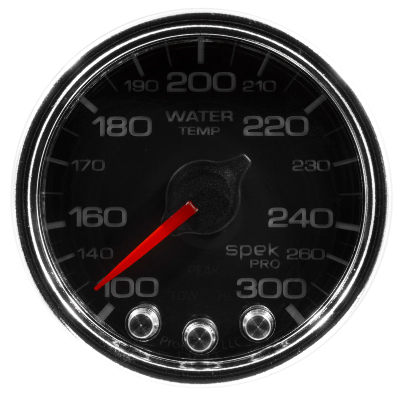 Autometer Spek-Pro Gauge Water Temp 2 1/16in 300f Stepper Motor W/Peak & Warn Blk/Chrm - My Store