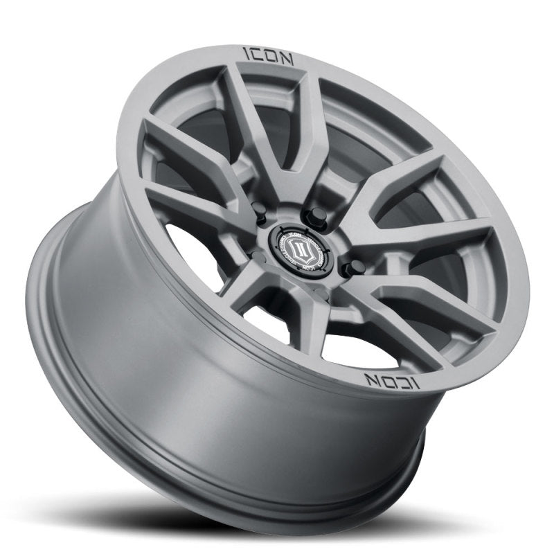 Icon Vector 5 17x8.5 5x5 -6mm Offset 4.5in BS 71.5mm Bore Titanium Wheel - Mammoth Racing -