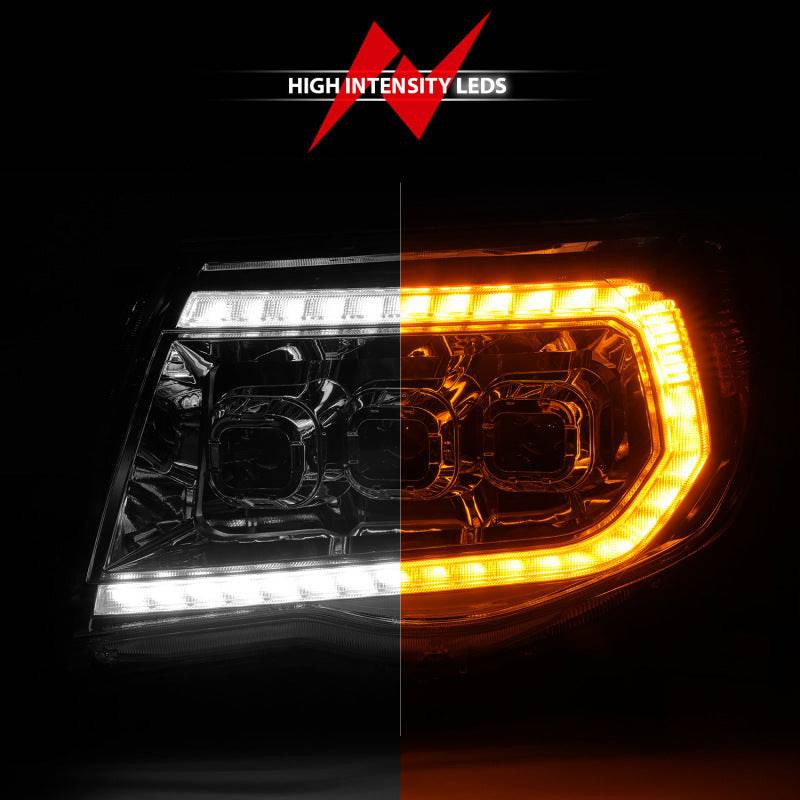 ANZO 05-11 Toyota Tacoma LED Projector Headlights w/Light Bar Swtchbk Seq. Chrome w/Initiation Light - Mammoth Racing -