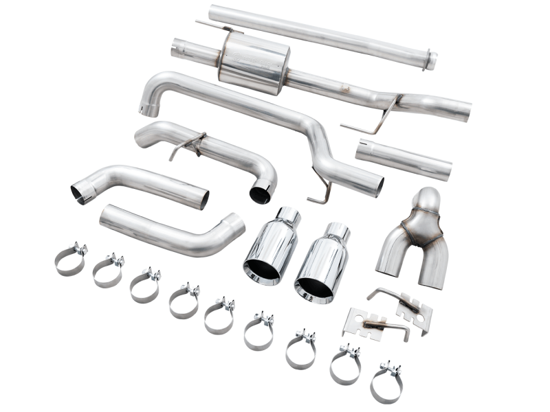 AWE 0FG 21+ Ford F150 Dual Split Rear Exhaust - 5in Chrome Silver Tips - My Store