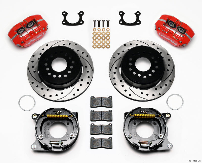 Wilwood Dynapro Dust-Boot P/S Park Brake Kit Drilled Red Small Ford 2.50in Offset - Mammoth Racing -