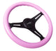NRG Classic Wood Grain Steering Wheel (350mm) Solid Pink Painted Grip w/Black 3-Spoke Center - My Store