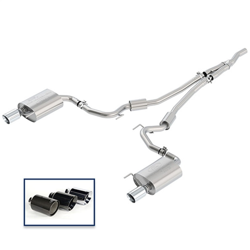 Ford Racing 2018 Mustang 2.3L Ecoboost Cat-Back Sport Exhaust System w/Chrome Tips - Mammoth Racing -
