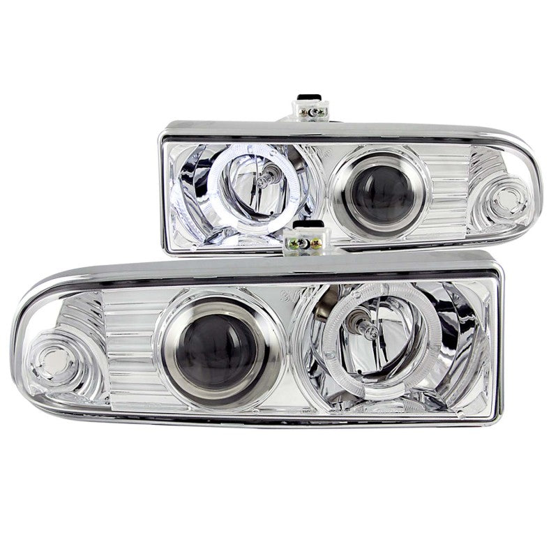 ANZO 1998-2005 Chevrolet S-10 Projector Headlights w/ Halo Chrome - Mammoth Racing -