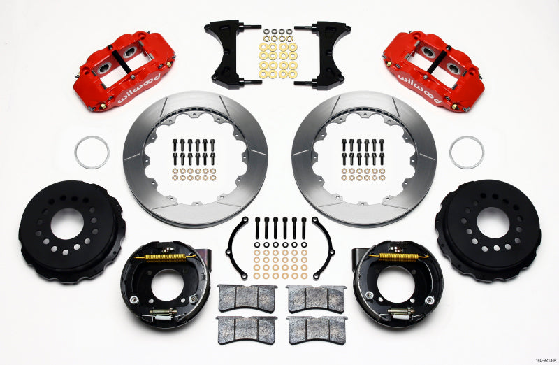 Wilwood Narrow Superlite 4R Rear P-Brk Kit 12.88in Red Chevy 12 Bolt w/ C-Clips - My Store