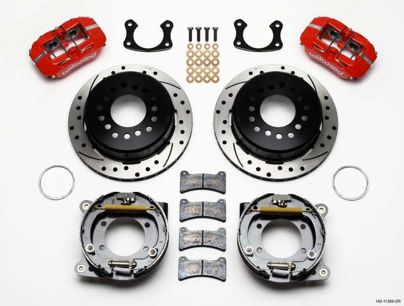 Wilwood Dynapro Low-Profile 11.00in P-Brake Kit Drill-Red New Big Ford 2.50in Offset - Mammoth Racing -