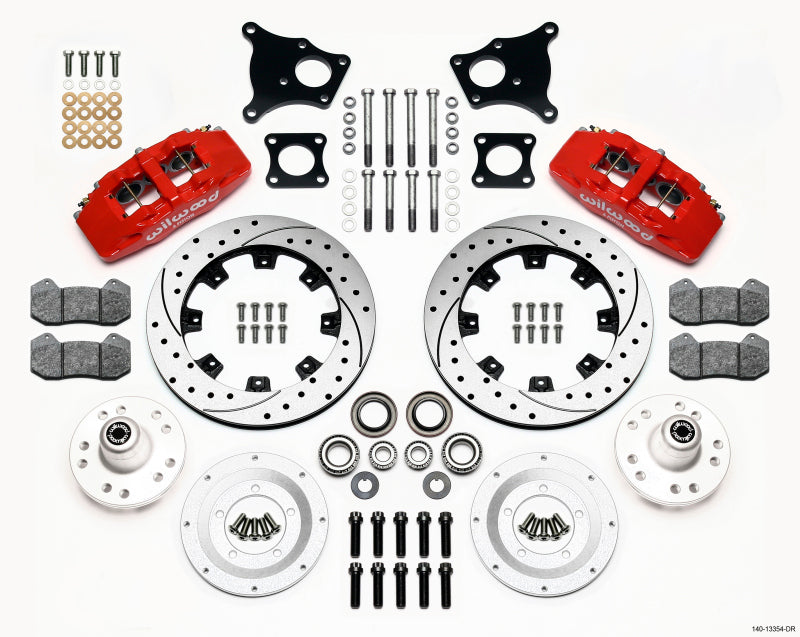 Wilwood Dynapro 6 Front Hub Kit 12.19in Drilled Red AMC 71-76 OE Disc w/o Bendix Brakes - My Store