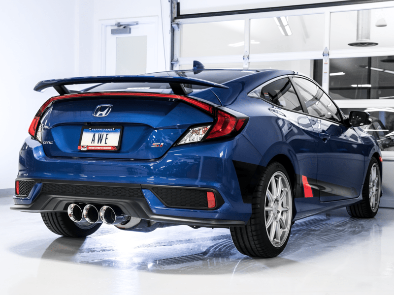 AWE Tuning 17-20 Honda Civic Si 1.5L Turbo Dual-to-Triple Tip Conversion Kit - Chrome Silver Tip - My Store