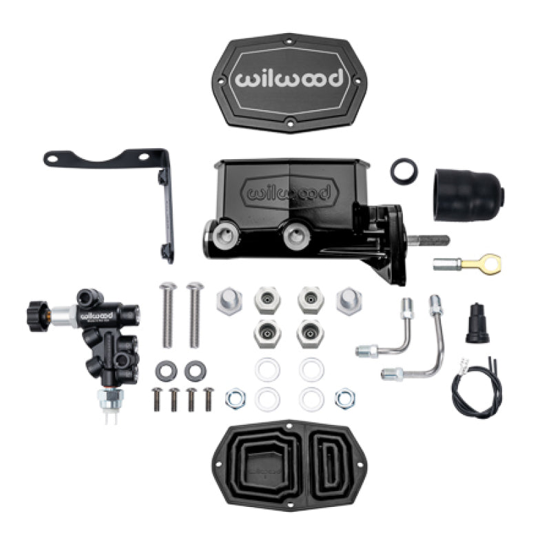 Wilwood Mopar Compact Tandem Master Cylinder Kit w/ Combination Valve & Pushrod 15/16in Bore - Black - My Store