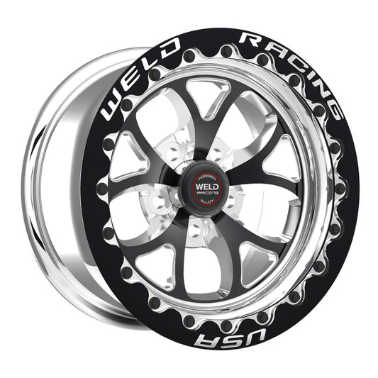 Weld S76 15x10.33 / 5x115 Conical BP / 6.5in. BS Black Wheel (Medium Pad) - Single Beadlock MT - Mammoth Racing -