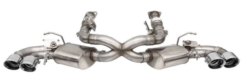 Corsa 2020 Corvette C8 3in Valved Cat-Back 4.5in Pol Quad Tips - Fits Factory Perf Exhaust w/ AFM - Mammoth Racing -