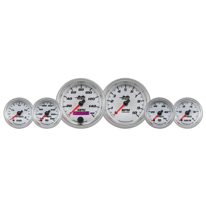Autometer Pro-Cycle Gauge Kit 6 Pc. Kit 3 3/8in & 2 1/16in Bagger White - My Store