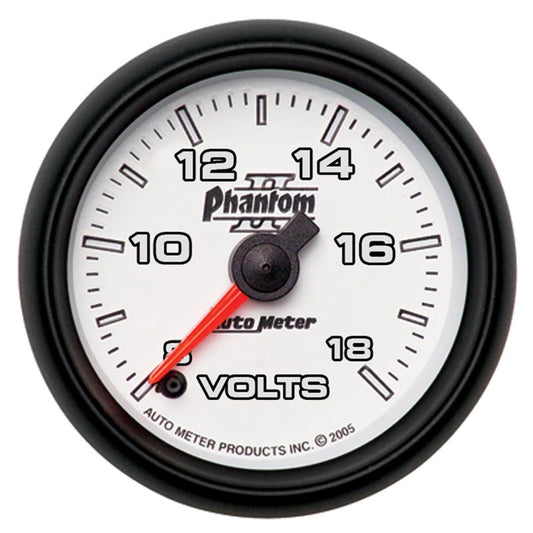 Autometer Phantom II 52.4mm Full Sweep Electronic 8-18 Volts Voltmeter Gauge - My Store