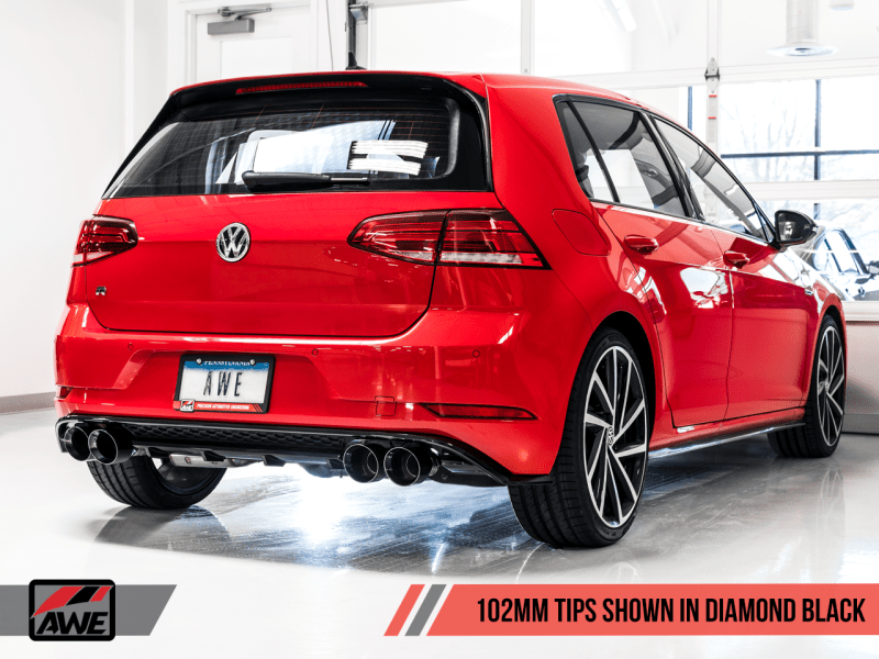 AWE Tuning MK7.5 Golf R SwitchPath Exhaust w/Diamond Black Tips 102mm - My Store