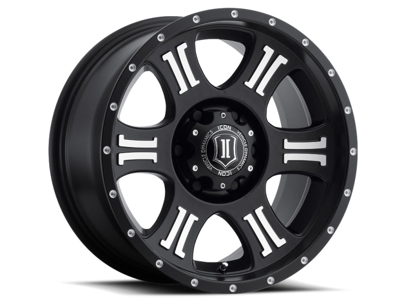 Icon Shield 17x8.5 6x5.5 0mm Offset 4.75in BS 106.1mm Bore Satin Black/Machined Wheel - Mammoth Racing -