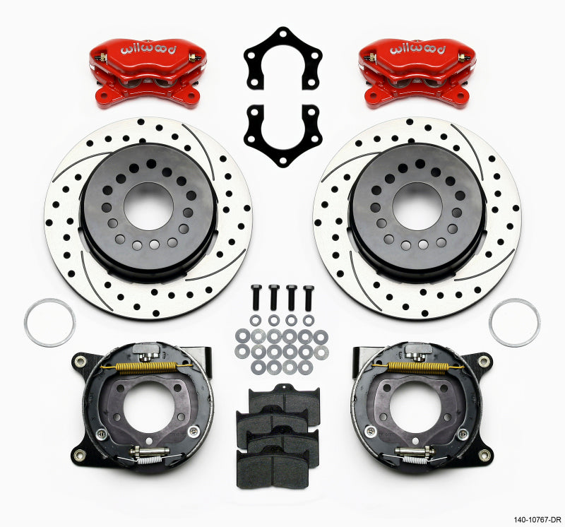Wilwood Forged Dynalite P/S Park Brake Kit Drilled Red Mopar/Dana 2.50in Off w/Snap Ring Brng - Mammoth Racing -
